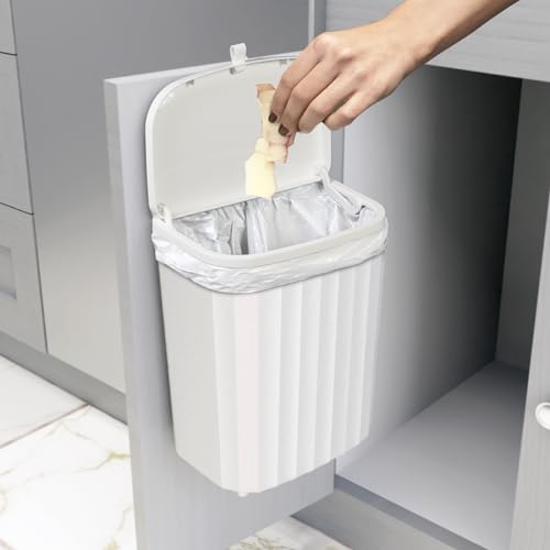 Image of Glad Roomate Under Counter Waste Bin | Space Saving Small Trash Can for Kitchen Cabinet, Bathroom or Office | Dual Lid for Ease of Opening, 9 Liter, White