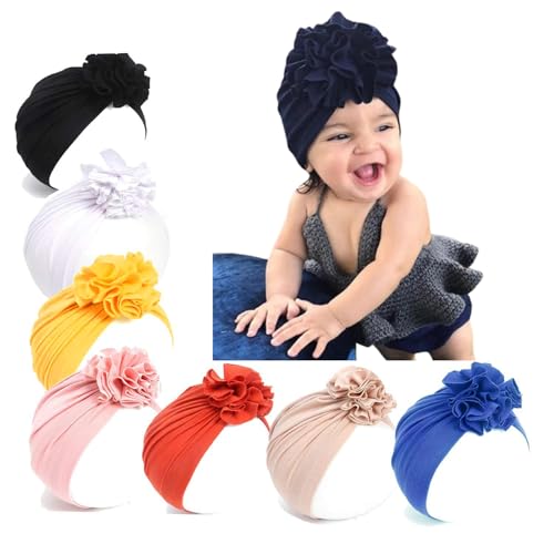 Image of Upsmile Baby Girl Turban Hat Newborn Hospital Hat Infant Turban Nursery Beanie Headwrap