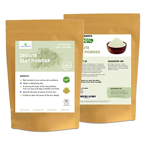 Zeolite Clay Clay Powder, Vegan Clay , Healing Clay for Face Mask Skin Care Detox, Clay Mask for Blackheads and Pores, 4 ounce - Cosmic Element (4 oz)