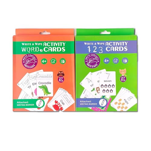 Image of Adora Reusable Wipe and Clean Book, Write and Practice Animal Name and Numerical Numbers, Writing Fun Numbers 1-100 [Paperback] - 2 Books