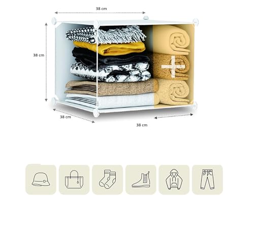 Image of KRISHYAM Kids Modular Storage Cabinet with Pink Kitty Cartoon Design Doors, 8 Cube Plastic Wardrobe Organizer, DIY Closet System with Hanging Rod, Toy & Clothes Storage (Hello Kitty, 8 Box)