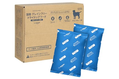 by Amazon グレインフリー ドライ ドッグフード フィッシュ味 成犬用 食物アレルギーに配慮 800g (400g×2袋) 【国産/総合栄養食】