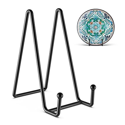 3 Pack 6 Inch Plate Stands for Display Picture - Vinyl Table Top Display, Decorative Metal Frame Holders for Book , Photo and Platter, Tabletop Art, Black 3 Packs