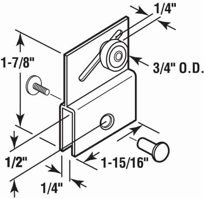 Miniatura 4 de Prime-Line M 6054 Soporte Superior para Puerta Corrediza de Ducha sin Marco, 34 pulg., Rueda de Plástico Plana, Rodamientos de Bolas de Acero 2