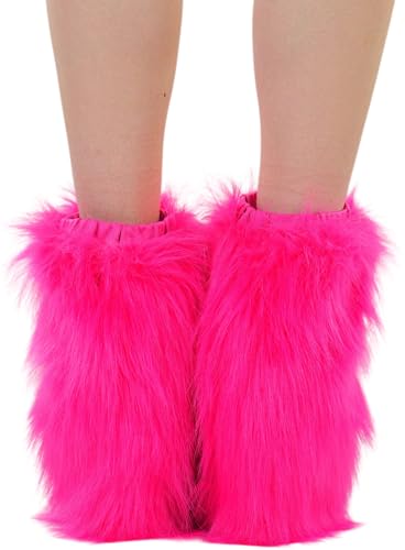 Image of ToBeInStyle Women's Faux Vibrant Fur Retro Daring 60' Inspired Ravewear Knee High Leg Warmers