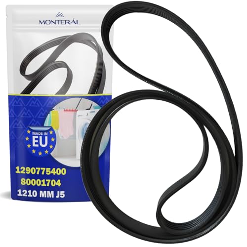 Correa Lavadora 1210 mm PJ5 con Código Original 1290775400 para Zanussi para Electrolux 80001704 para Candy - MADE IN EU - Garantía de 10 Años - MONTERAL