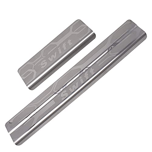 Image of GFX Car Door Sill Guard - Stainless Steel, Protects Painted Edges from Scuffs or Scratches Compatible with Swift Set of 4Pcs (After-Market) Model - 2018 Onwards