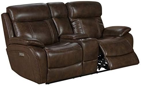 Barcalounger Sandover Power Reclining Console Loveseat, Tri-Tone Chocolate