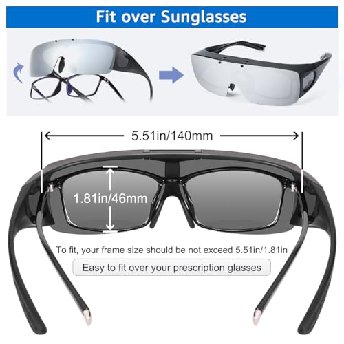 Image of Mens Polarized Flip Up Fitover Sunglasses with Mirrored Lenses