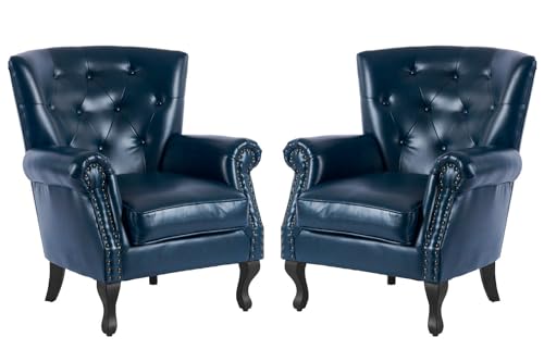 MOJAY PU Leather Accent Chair Set of 2, Mid-Century...