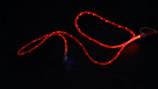 Image of IHAO Multi Ports Starry Light-Up USB Cable USBC MicroUSB Connectors Durable Fast Charging Cables Visible Current Flow for Almost All Devices-6in1 Star Red