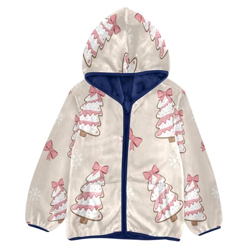 Christmas Tree Cookies Toddler Fleece Jacket Girl Boys Hooded Fleece Jacket Coat Warm Outwear Zip-up 3-10T