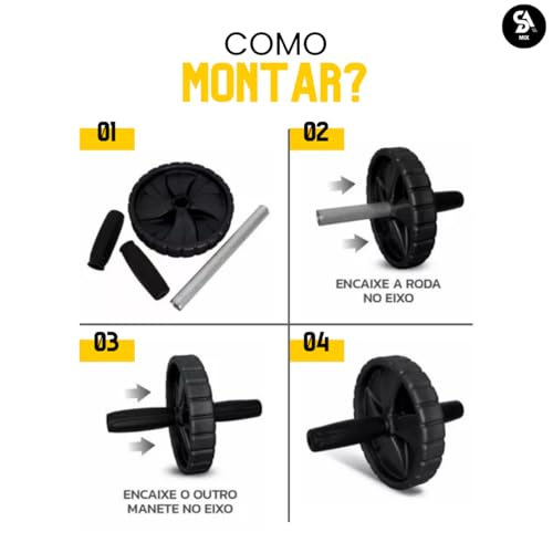 Aparelho Roda Abdominal Preta Resistente Para Academia E Casa