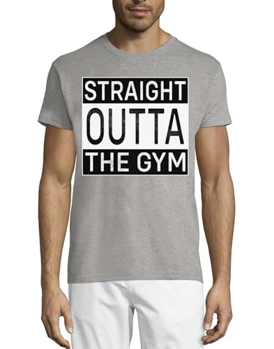 T-shirt gym homme gris en coton col rond imprimé sport