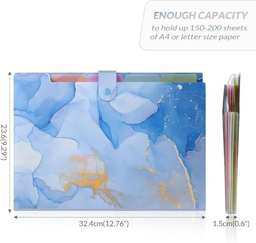 Image of Corslet Pack of 2 Expanding File Folder,Folders for Important Documents Organizer,Accordion File Organizer,Aesthetic Folders for School Students,5 Pockets File Folder for Home Bills with Lables