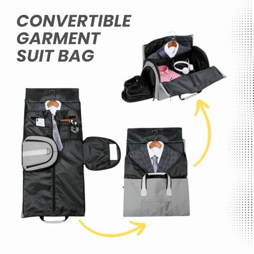 Carry On Travel Duffels, Convertible Garment Suit Bag with Side Shoe Compartment for Men & Women (Grey)3