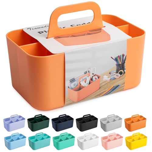 Image of Tiawudi Multipurpose Caddy Organizer, Plastic Caddy with Handle, Stackable Desk Organizer for Stationery, Marker and Pencil, Office Supplies Organizer, Dorm Caddy