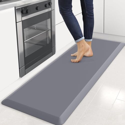 Image of 4 /5 Inch Thick Kitchen Mats for Floor, StepRite Kitchen Rug for Standing Desk, Non-Slip, Thicker, Stain & Water Resistant, Comfort Anti Fatigue Floor Mat for Home, Kitchen, Office - Grey,70 * 24''