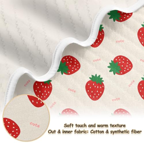 Custom Cute Cartoon Strawberry Beige Baby Swaddle Blanket Breathable Personal Kitten tag Blankets for Newborns, Infants, & Toddlers 30x40in Mantas para Bebes recien nacidos2