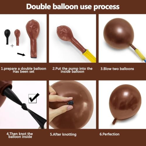 Image of Brown Balloon Arch Kit with 2Pcs Brown Plaid Bow Balloons