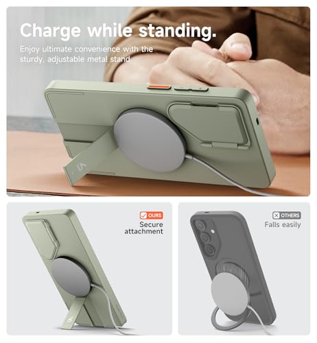 Image of SURITCH for Samsung Galaxy S25 Ultra Phone Case, Magnetic Protective Cover with Camera Cover & Adjustable Metal Kickstand for Galaxy S25 Ultra (2025)-Sage Green