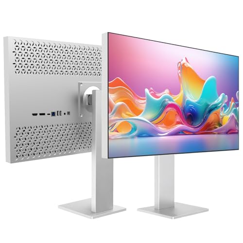 Image of CRUA 27 inch 4K Monitor, UHD 3840x2160P 60Hz IPS Panel Computer Monitor with Built-in Speakers, Supports AMD FreeSync, USB Type-c, 98% DCI-P3, Height Adjustable, HDMI 2.0 & DP 1.2, Wall Mountable-Silver
