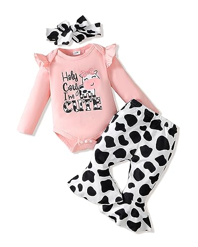 Image of Renotemy Newborn Baby Girl Clothes Outfits Infant Romper Ruffle Floral Pants Cute Toddler Baby Girl Clothes Set