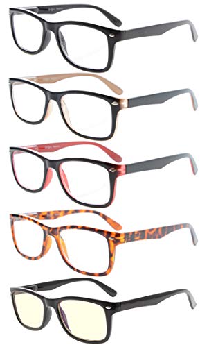 Eyekepper 5-Pack Classic Reading Glasses Include Computer Reader Eyeglasses for Women Men Reading with Spring-Hinges +1.50