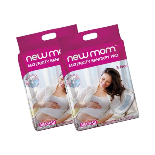 Image of NewMom Medi Pad for Women | Postpartum & Maternity Sanitary Pads | Ultra Soft, High Absorbency, Leak Proof Pads for After Delivery & Heavy Flow | Rash Free Cotton Feel Hygiene Pads 5 * 2