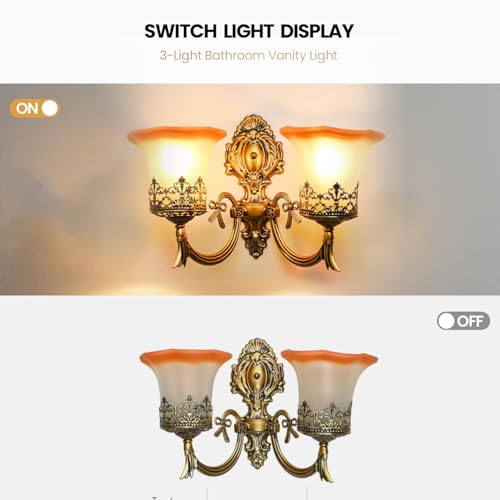 Image of GreyWings Antique Bronze Double Wall Light for Home Decorative Metal & Glass 2 Light Wall Sconce (7632) (Bulb not Included) Pack of 2