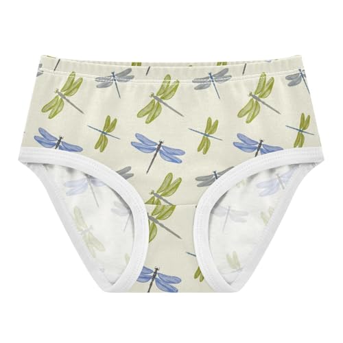 Joisal Toddler Girls Underwear 2t Cotton Panties Little Girl Print Briefs Girls Undies Cartoon Dragonflies Beige