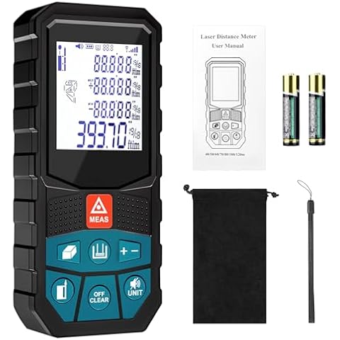 Laser Measure, Lytool 393 Feet Laser Measurement Tool, Digital Laser Distance Meter with Real-Time Angle, M/in/Ft Unit Switching Backlit LCD and Pythagorean Mode, Measure Distance, Area and Volume Cover