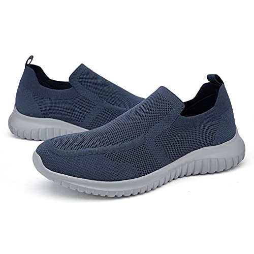 Konhill Men's Breathable Walking Shoes - Tennis Casual Slip On Athletic Sneakers 12 Us Navy/Grey,Label 46 #TOP3