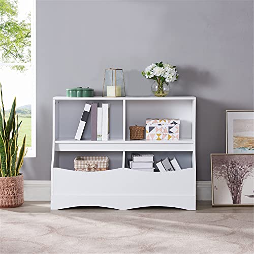 Image of Nancy Kids Toy Storage with Bookshelf – Books and Toys Organizer for Boys & Girls, Nursery Bookshelf and Toy Storage for Any Room – Perfect Bookcase for Toddlers – White – Ideal for Kids