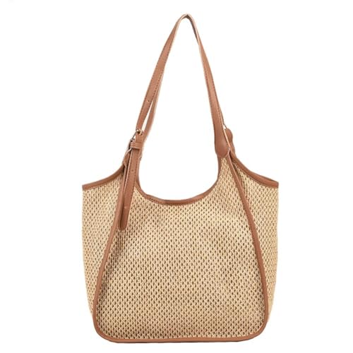 Women’s Woven Tote Bag Large Capacity Shoulder Beach Handbag Casual Top Handle Bag Travel Purse Designer Straw Bag
