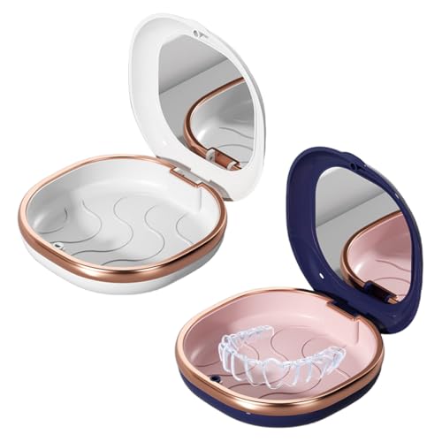 2 Pièces Boite Appareil Dentaire Boîte Gouttiere Dentier Boite Aligneur Boîte de Rangement pour Prothèses Boite Goutiere Dent Portable Etui pour Dentaires Facile à...
