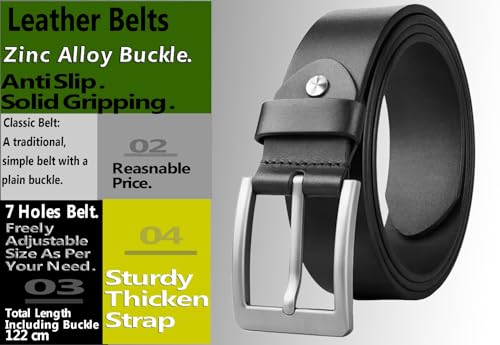 Image of Men's Formal Genuine Leather Adjustable Pin Buckle Belt (Leath-5)