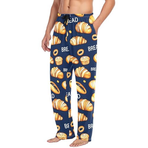Dark Background Bread A Men's Pajama Pants Lightweight Sleepwear Bottom Lounge Pants4