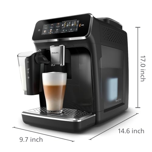 Philips Series 3300 Fully Automatic Espresso Coffee Machine - 6 Hot & Iced Drinks, LatteGo Milk System, 40% Quieter SilentBrew, Ceramic Grinder, Aquaclean Filter, Glossy Black (EP3341/50) - Image 4
