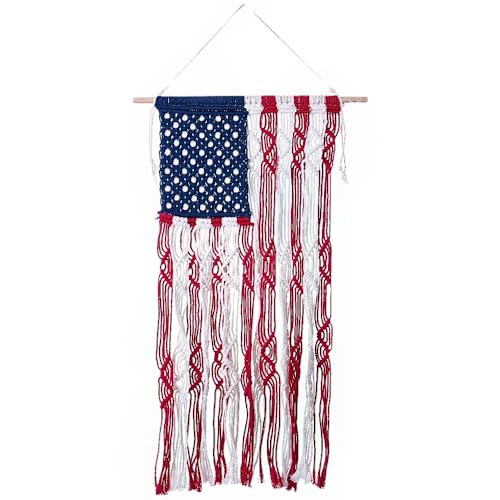 Stunning Patriotic Rope Macrame Flag Wall Hanging Decor...