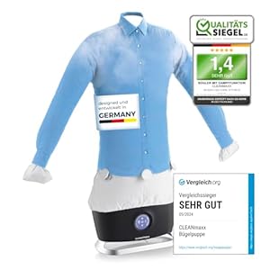 CLEANmaxx automatischer Hemdenbügler PRO STEAM mit Dampffunktion & Touchdisplay | Bügelgerät für Hemden & Blusen | reduziert Gerüche, desinfiziert, glättet, trocknet & frischt auf