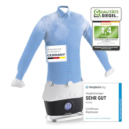 CLEANmaxx automatischer Hemdenbügler PRO STEAM mit Dampffunktion & Touchdisplay | Bügelgerät für Hemden & Blusen | reduziert Gerüche desinfiziert glättet trocknet & frischt auf