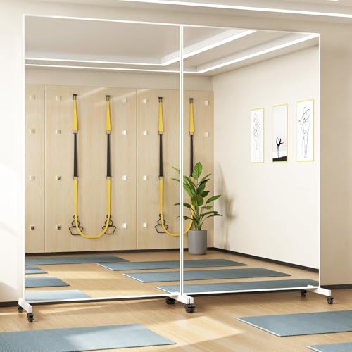 Large Rolling Mirror for Home Gym and Studio