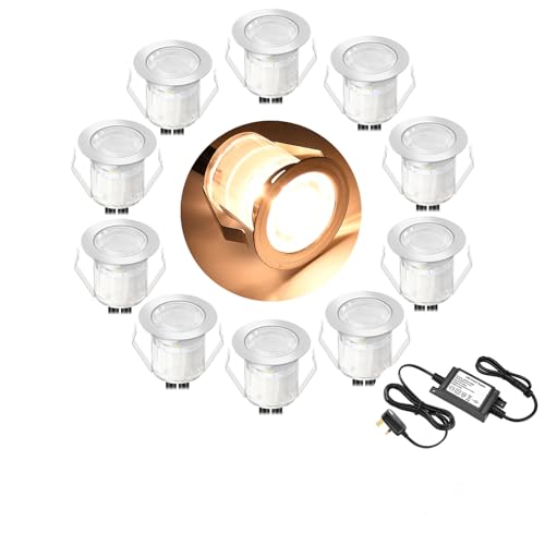 Image of GEYUEYA Home LED Decking Lights, Warm White IP67 Ø30mm 12V 0.6W, 10 Packs
