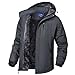 Herren Fleecejacke günstig Kaufen-Zzkouine Herren Winter Fleecejacke Warme Gefüttert Skijacke Outdoor Winddicht Wasserdicht Jacke Atmungsaktiv Funktionsjacke mit Abtrennbarer Kapuze-Dark Grey-3XL