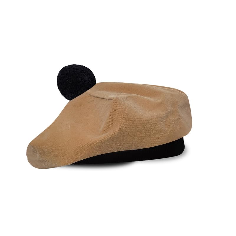Image of Scottish Tam O' Shanter Hat Tartan Bonnet Pom Pom Wool Flat Cap One Size
