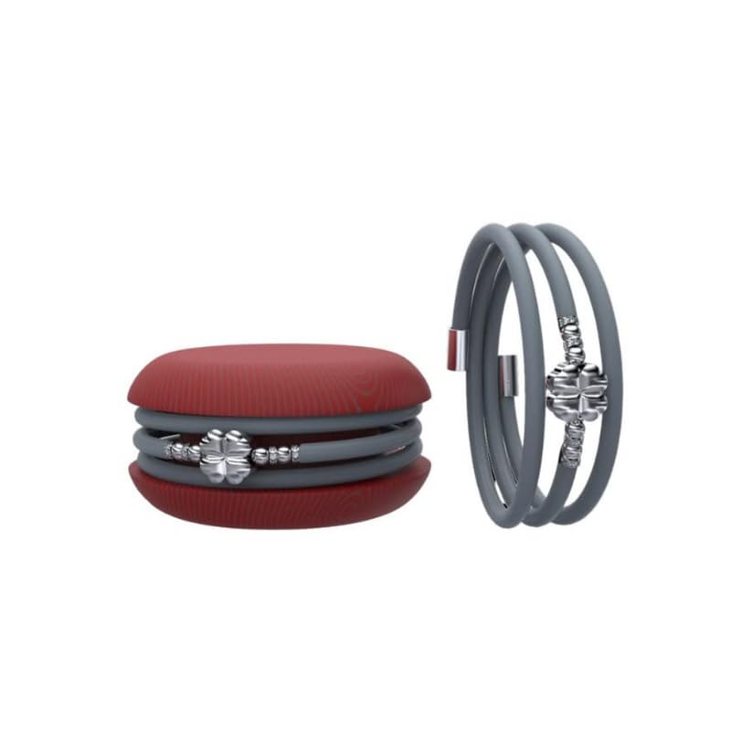 Bracciale in PVC Caucciu Nero con Timone e Accessori in ACCIAIO 33788