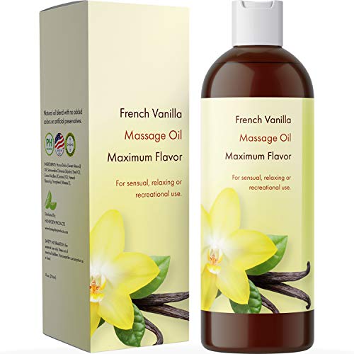 Massage Essential Oils for Sensual Massage - Enticing French Vanilla Body Massage Oil for Couples with Therapeutic Grade Sweet Almond Oil for Skin Jojoba and Coconut Body Oil for Skin Hydration