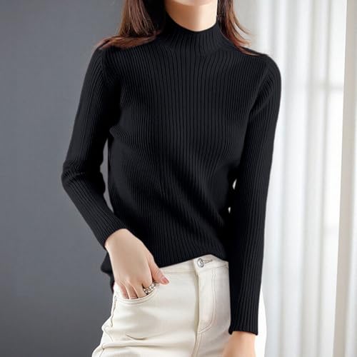 Women's Sweaters Mock Neck Fitted Pullover Long Sleeve Knit Tops - image 2