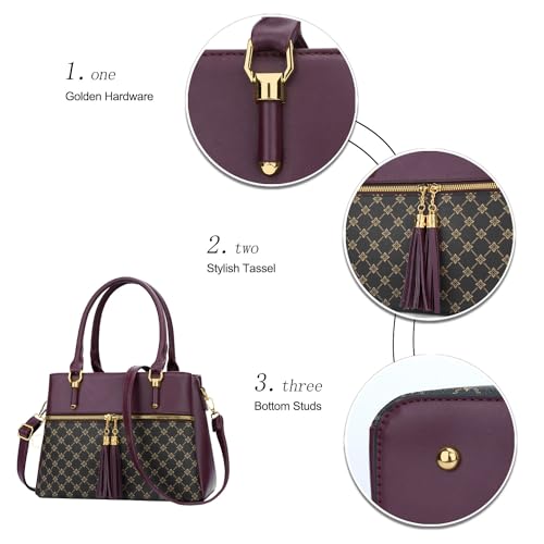 Image of KKXIU Women Satchel Bags Handle Shoulder Handbags and Purses Pockets Zipper Leather Crossbody Bags